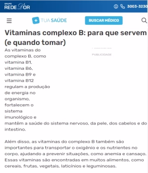 complexo B suportam o metabolismo energético e a saúde da pele.