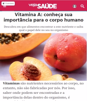 vitamina A para a saúde e rejuvenescimento da pele.
