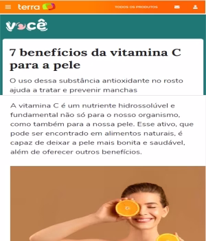 vitamina C promove a produção de colágeno e protege contra danos na pele.