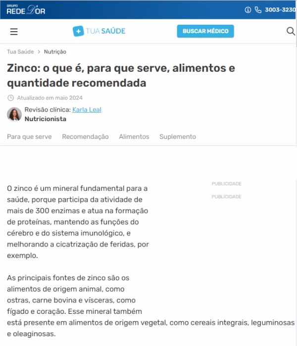 benefícios do zinco na cicatrização e proteção contra danos à pele.